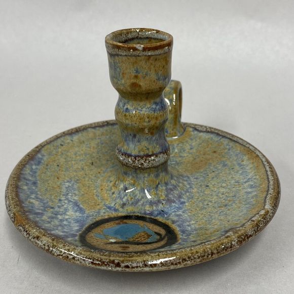 Mexico Pottery Chamber Candle Holder Signed NETZI Hand Crafted Home Decor - Read - Picture 4 of 10